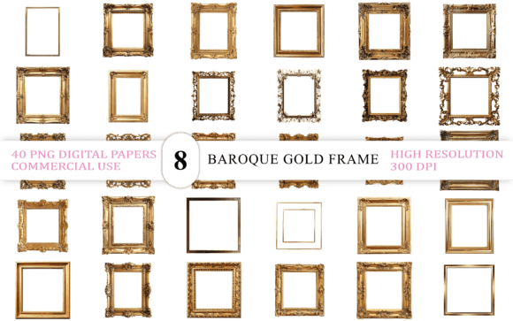 Download Elegant Baroque Gold Frame PNG - Old Collection