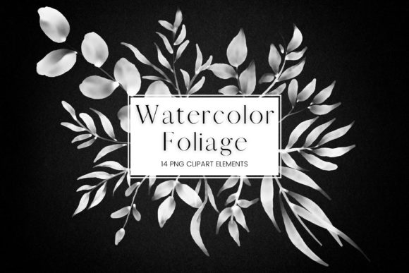 Download White Watercolor Foliage Clip Art - Premium Bundle