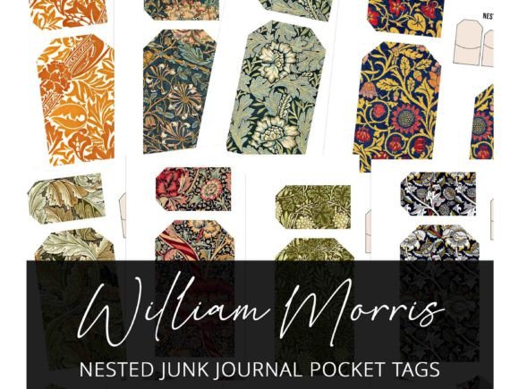 Download William Morris Junk Journal Pocket Tags - Premium Resources